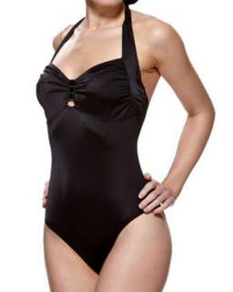 Brand New Lepel Swimwear Fiji Halter Swimsuit 0257830 Black VARIOUS 