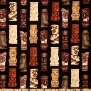   Passtimes Tiki Black/Brown Fabric By The Yard Arts, Crafts & Sewing