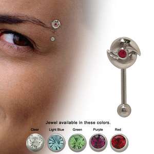 Sterling Silver Eyebrow Ring with Jewel   YE39  
