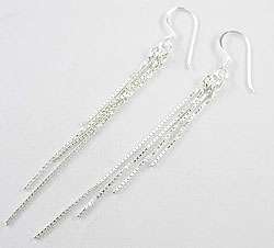 TWH 925 Sterling Silver Dangling Chain Earrings 60mm.  