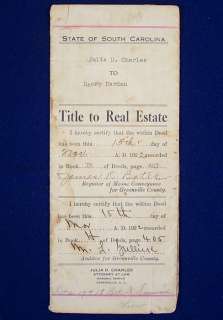 1922 Greenville, South Carolina Real Estate Title  