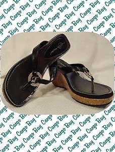 NEW BABY PHAT LOGO SANDALS WEDGE THONG SHOES SIZE 6.5 7 8 FREE SHIP 