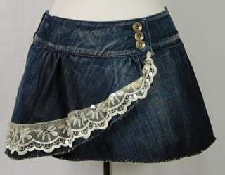 MISS SIXTY Sequin Mesh Denim Mini Wrap Skirt BLUE   M  