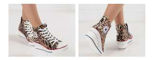 Womens Brown Leopard Cheetah Print Wedge Sneakers Shoes Heel US 5~8 