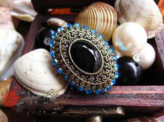   Arrived Baroque Vintage Moonlight Blue Crystal Finger Ring 1PCS  