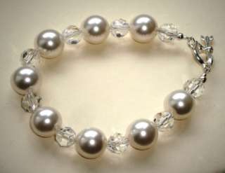 Swarovski 12mm white pearl and crystal bracelet  
