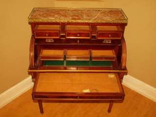 Antique French Mahogany Louis XVI Roll Top Desk Writing Table Commode 