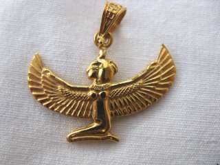 Egyptian Winged Goddess Isis 18K Yellow Gold Pendant 1  