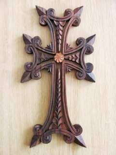 LARGE WALL MOUNT ARMENIAN HAND MADE WOOD WOODEN CARVED CHRISTIAN CROSS 