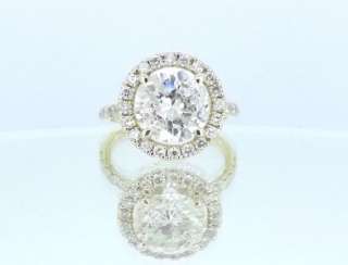 38 Carat Diamond Engagement Ring Certified Round Brilliant Halo 