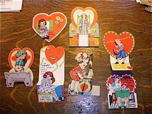 Original vintage Valentine Cards USA dimensional 1930s Queen Hearts 