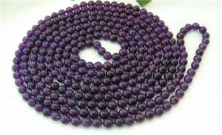 Long 100 8mm nature amethyst round Gemstone necklace  