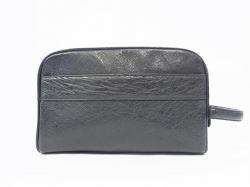 AUTHENTIC Genuine Ostrich Skin Leather Clutch Second bag black with 