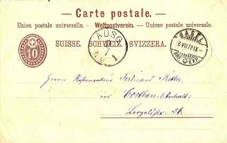 08.07.1879 Carte postale Schweiz Basel   Anhalt  