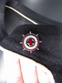 1930s Black Wool Swimsuit LSS Red Cross Patch ARC Pin  