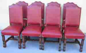 Set of eight Antique Spanish style chair   High back  