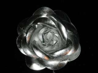 Bridal Party Hair Flower with Clip pin up tie SILVER  