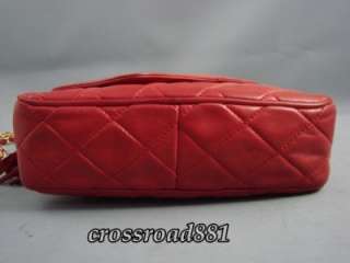   Chanel Red Lamb Skin Leather Shoulder / Messenger Bag Good  