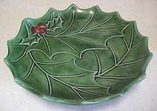 1969 Holland Mold Ceramic HOLLY PEDESTAL DISH  