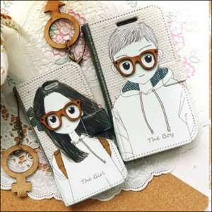 APPLE IPHONE 4G Diary Flip Case Cover BOY&GIRL+Cleaner  