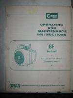 Onan BF Engine Operating & Maintenance Manual OEM  