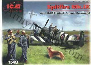Scale 148 Airplane Model Kit Spitfire Mk IX 9 with RAF Pilots Ground 
