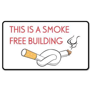 Smoke Free Building no smoking sign sticker 6 x 3  