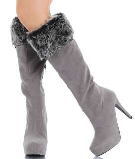 Miss Me Orpha15 Fur Cuff Knee High heel sexy lady Boots  