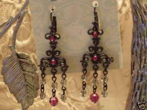 Vintage Inspired 1928 Pink Crystal Chandelier Earrings  