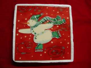 Ceramic Glazed Decorative 8 x 8 Tile 594  Snowman w/  