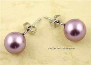 Pierced Faux Pearl Round Stud Earrings 13 Colors,4Szs  