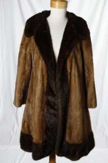 Vintage Glamour Mocha Chocolate Brown Swing Real Mink Fur Coat Jacket 