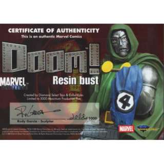 Dr. Doom Rare Limited Resin Bust   Signed COA /w Box   Fantastic 4 
