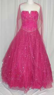 Ball Gown Quinceanera Dress Gala Prom Pageant Fuchsia16  