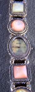 ECCLISSI MOTHER OF PEARL ETCHED SILVER BRACELET WATCH  