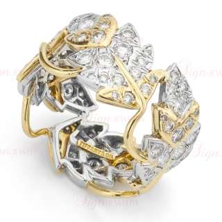TIFFANY & CO. Jean Schlumberger Four Leaves Platinum Diamond Ring 