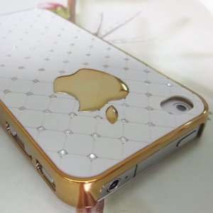   Kristalle Hard Case Cover Hülle für Apple iPhone 4 4S weiß & Gold