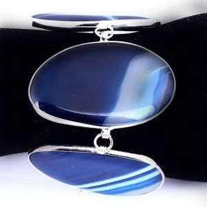 blue white veins link unisex adjustable bangle bracelet  