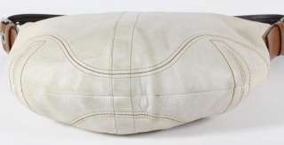   Soho Leather Hobo Bag White Tan Brown Shoulder Purse Handbag  