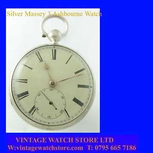 Stunning Silver Ashbourne Fusee Massey 3 Watch 1841  