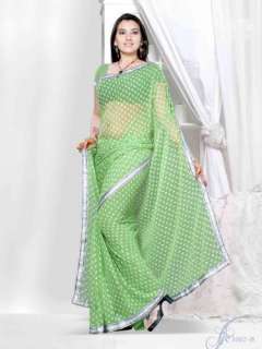 Abha green Georgette Designer Party Wear Sari saree  