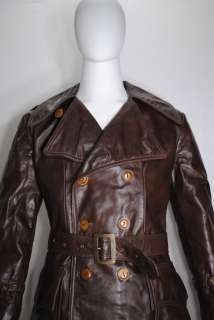Vintage Mens CALIFORNIAN SPORTSWEAR Leather Fitted Trench Coat Jacket 