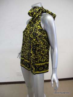 Diane Von Furstenberg Yellow/Black Floral Arum Blouse 8  
