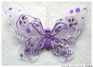 Deko Schmetterling, aus Stoff, mit Clip, 17 cm, in 6 Farben, NEU & OVP 