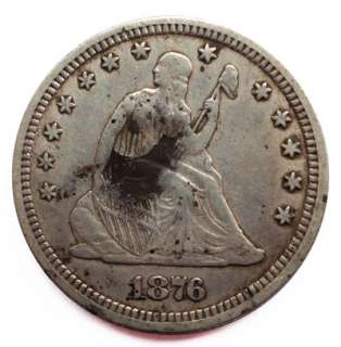 USA   1876 QUARTER DOLLAR   SILVER  