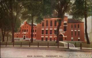 Freeport IL High School c1910 Postcard  