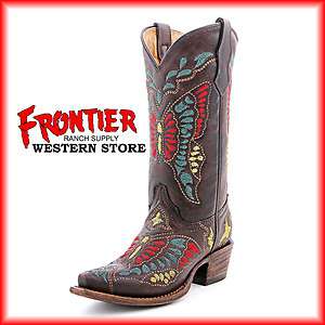 Corral Ladies Teen Butterfly Multi Color Cowgirl Boots A1030  