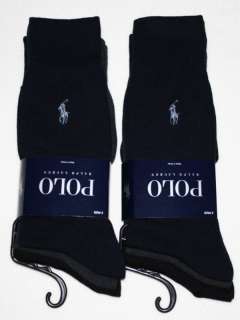 POLO RALPH LAUREN mens dress socks 6 pairs BLACK /N/G  