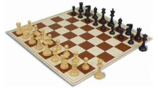 Club Black & Camel Plastic Chess Set   Brown Board  