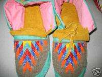 NATIVE FULL BEAD MOCCASINS COLOR NORTHERN LIGHTS SZ9  